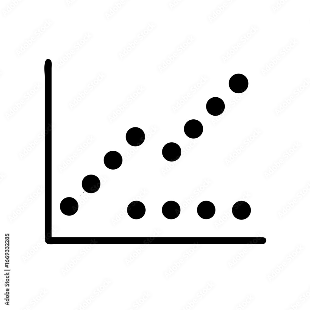 Poster silhouette line graph with dots for web and graphic design