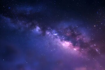 Dark blue galaxy with purple hues and stars scattered throughout.