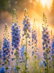Obraz premium Delphiniums sway gently in the soft