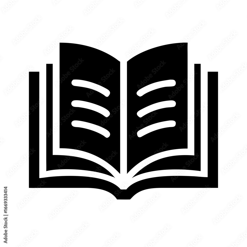 Poster silhouette open book pages for web and graphic design