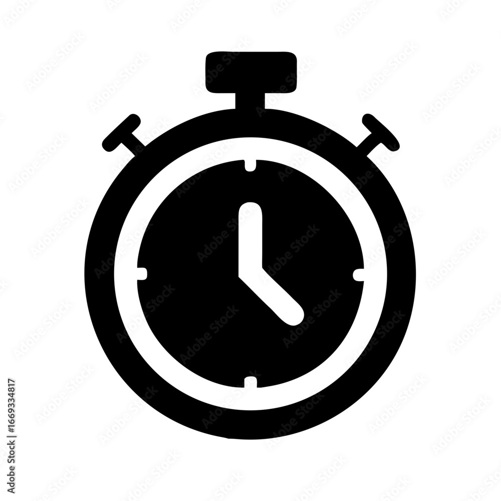 Poster silhouette stopwatch timer for web and graphic design