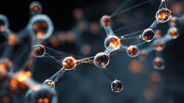 3d molecular structure with dna strands, atoms, and neuron connections on a futuristic scientific background for medicine, chemistry, biotechnology, and advanced research in science and technology - Powered by Adobe