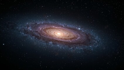 Obraz premium Cosmic Spiral Galaxy with Glowing Core in Infinite Space