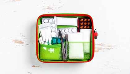 Obraz premium vector of home first aid kit with medical supplies