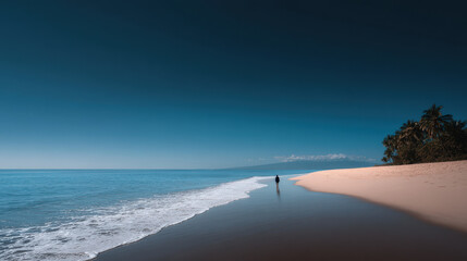tranquil beach scene in hawaii where soft waves gently kiss shore evoking deep sense of solitude