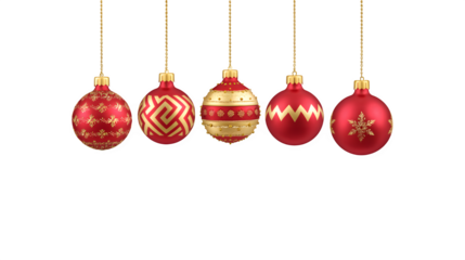 Vivid red and gold Christmas tree decoration baubles for festive holiday decor

