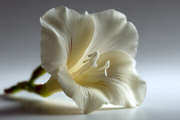 create photorealistic ultraminimalist composition featuring single flower on pristine white background