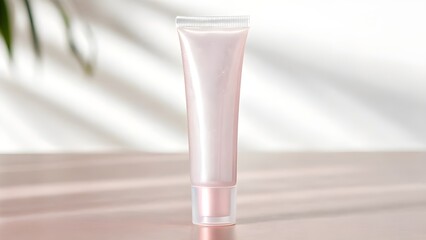 Clear Lip Gloss Squeeze Tube Mockup with Shiny Finish in Soft Focus – Blank Cosmetic Packaging for Beauty Branding, Makeup Product Presentation, and Modern Marketing Showcase
