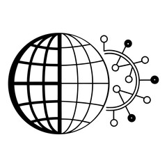 Vector art of abstract representation of global digital network connections and data flow, symbolizing technology and communication