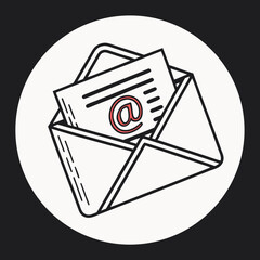 Vector art of an illustration of an open envelope with a letter inside, featuring the symbol, isolated on a