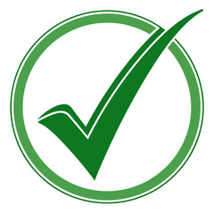 Vector art of green check mark symbol, signifying approval, correctness, and success