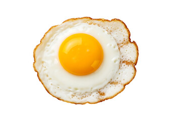 A single fried egg with a bright yellow yolk isolated on transparent background