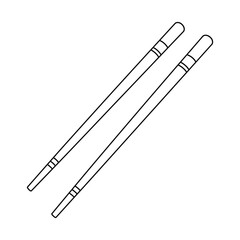 Simple Line Art Illustration of Chopsticks for Asian Cuisine and Culture