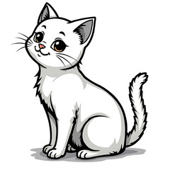 Obraz premium black and white cat cartoon