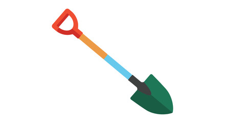 A colorful plastic shovel vector with red handle and green blade