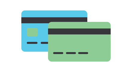 Two credit cards in blue and green colors with gold chip details