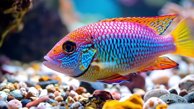 Colorful fish in aquarium