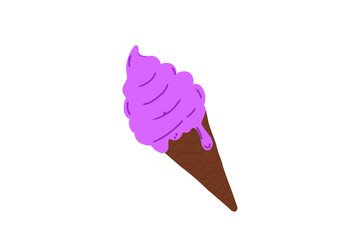 a purple ice cream cone with a waffle cone.