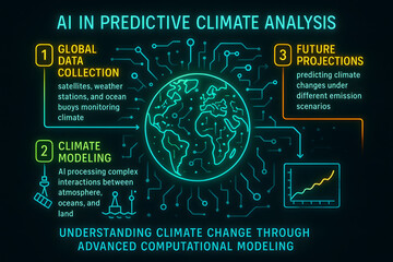 AI Climate Change Analysis with Data Visualization and Earth Icon for Environmental Science