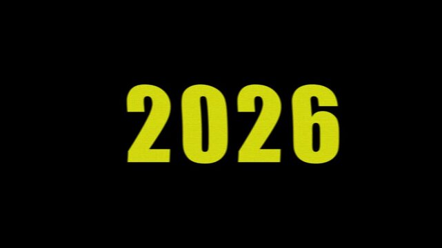 Yellow 2026 on Black Background, a Minimalist Stock Video Clip.