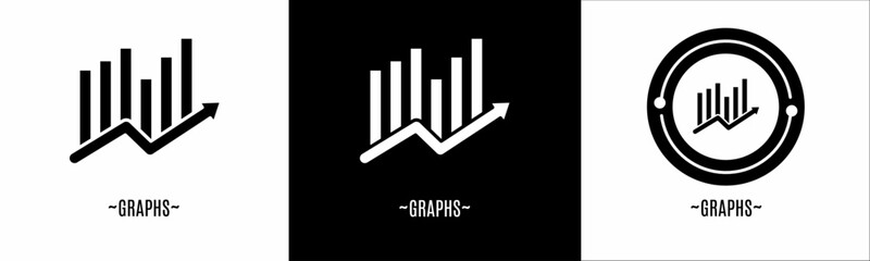 Graphs logo set. Collection of black and white logos. Stock vector.