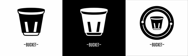 Bucket logo set. Collection of black and white logos. Stock vector.