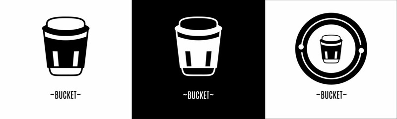 Bucket logo set. Collection of black and white logos. Stock vector.