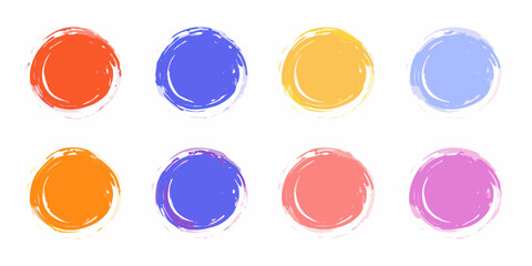 Assortment of Vibrant Grunge Circles on White Background abstract paint