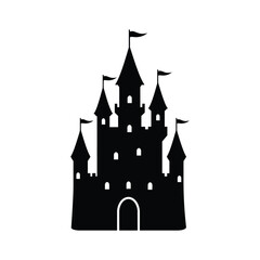 Black Silhouette of a Fairytale Castle Icon © mst