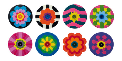 Fototapeta premium Vibrant Colorful Patterns Set Isolated on Transparent Background