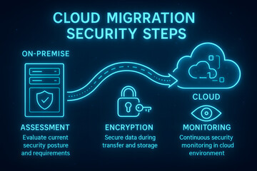 Naklejka premium Neon Cloud Security Implementation Steps with Best Practices for IT