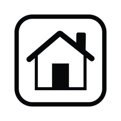 Black house icon inside a rounded square on white background