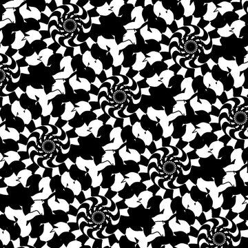 Design a fabric pattern with a floral background and a spiral pattern.