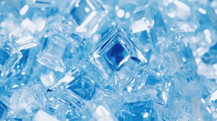 Obraz premium Mesmerizing cluster of clear ice cubes glistening under soft light showcasing textures