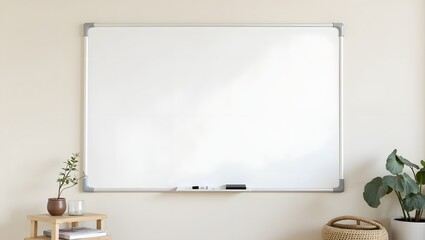 Display Mockup: Blank Whiteboard in Class Environment