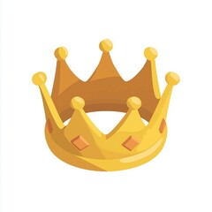 Crown icon,cartoon style,blue and gold colors,isometric illustration,white background,game design