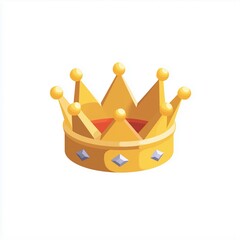 Crown icon,cartoon style,blue and gold colors,isometric illustration,white background,game design