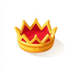Crown icon,cartoon style,blue and gold colors,isometric illustration,white background,game design