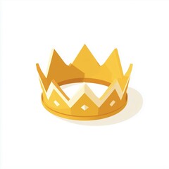 Crown icon,cartoon style,blue and gold colors,isometric illustration,white background,game design