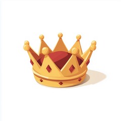 Crown icon,cartoon style,blue and gold colors,isometric illustration,white background,game design