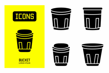 Bucket icon. Collection vector illustration of icons for business. Black icon design.