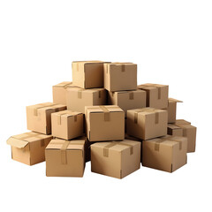Fototapeta premium Stack of cardboard boxes for shipping and storage ready for delivery transparent background