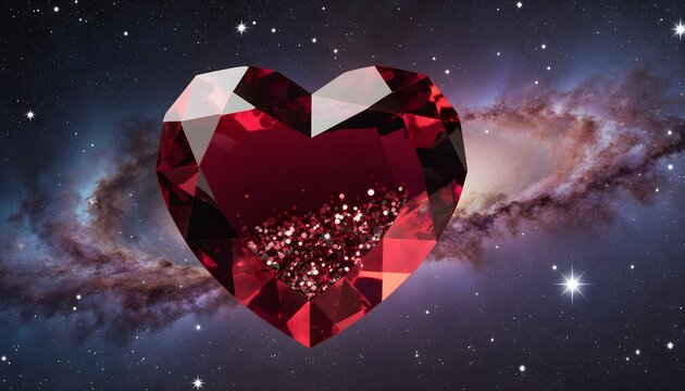 Romantic ruby heart diamond galaxy love concept - Powered by Adobe