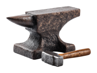 Forging metal tools workshop still life industrial isolated on transparent background