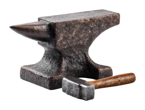 Forging metal tools workshop still life industrial isolated on transparent background