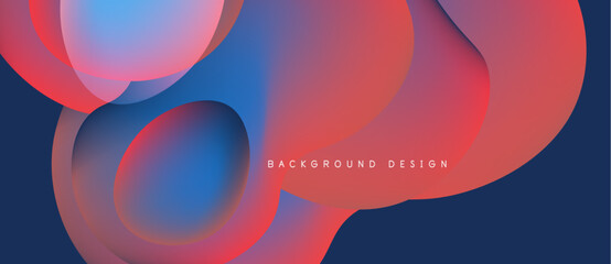 Abstract fluid shapes, vibrant colors blend. Red, blue gradients create modern background design. Smooth transitions, dynamic composition.