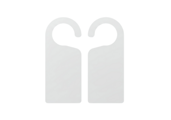 Isolated Gray Door Hanger Template Mockup with Die Cut Hook for Hanging, Ideal for Hotel or Room Service Signage with No Background