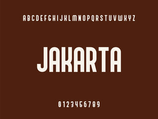 Jakarta City Name Text with Alphabet and Numbers on a Solid Brown Background