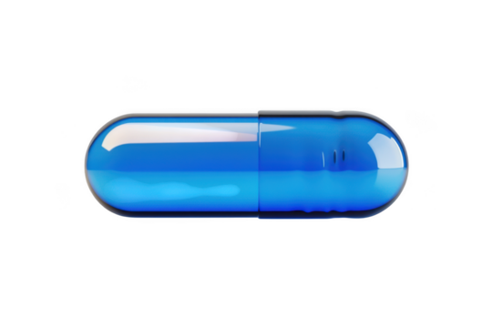 High resolution blue capsule pill medicine pharmaceutical drug healthcare remedy isolated on transparent background