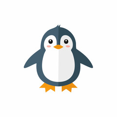 Naklejka premium A cartoon penguin with a white belly, orange feet and beak, and blue wings and head.